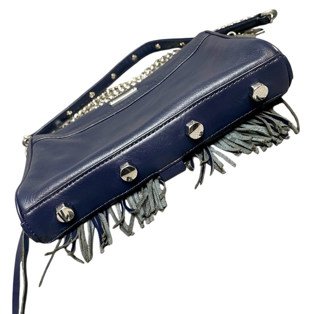 Rebecca Minkoff Deep Navy Convertible Fringe Crossbody Clutch Mini M.A.C. Bag - Picture 5 of 9